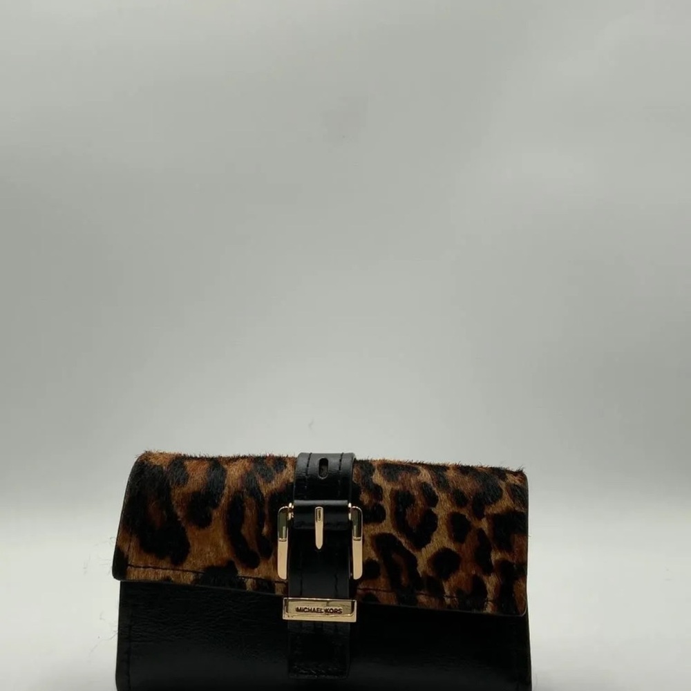 Michael Kors Leopard and Black Clutch